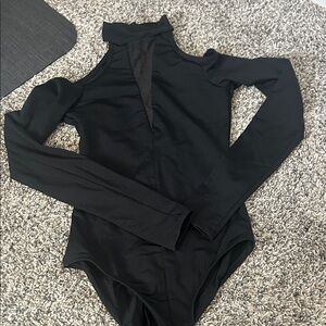 Mariia Crown Black Long Sleeve Leotard